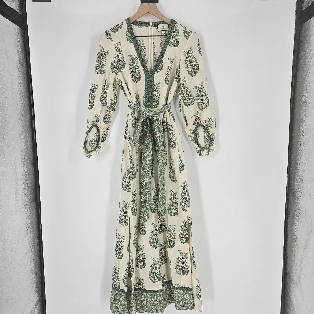 Tuckernuck Jade Terrace Cotton Linen Blend Rollins Maxi Dress - Picture 2 of 16